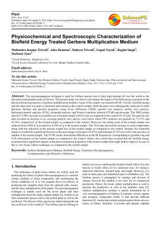 Trivedi Effect - Physicochemical and Spectroscopic Characterization of Biofield Energy Treated Gerbera Multiplication Me