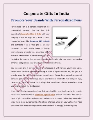 Promote Your Brands With Personalized Pens