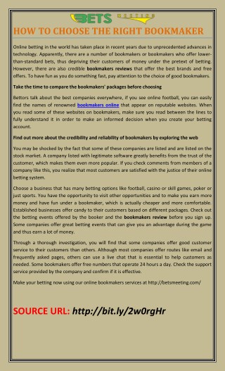 HOW TO CHOOSE THE RIGHT BOOKMAKER