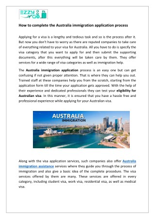 Australia immigration application process