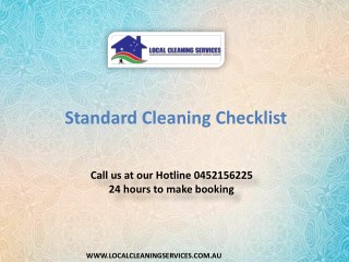 Standard Cleaning Checklist - - Local Cleaning Services