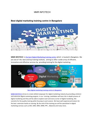 Best digital marketing training centre in Bangalore
