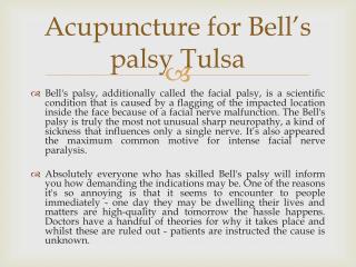 Acupuncture for Bell’s palsy Tulsa