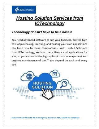 Hosting Solution Services from ICTechnology