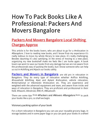 How To Pack Books Like A Professional: Packers And Movers Bangalore