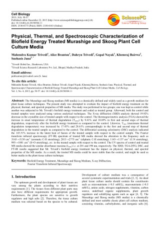 Trivedi Effect - Physical, Thermal, and Spectroscopic Characterization of Biofield Energy Treated Murashige and Skoog Pl