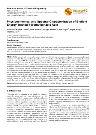 Trivedi Effect - Physicochemical and Spectral Characterization of Biofield Energy Treated 4-Methylbenzoic Acid