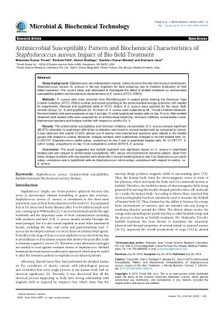 Trivedi Effect - Antimicrobial Susceptibility Pattern and Biochemical Characteristics of Staphylococcus aureus: Impact o