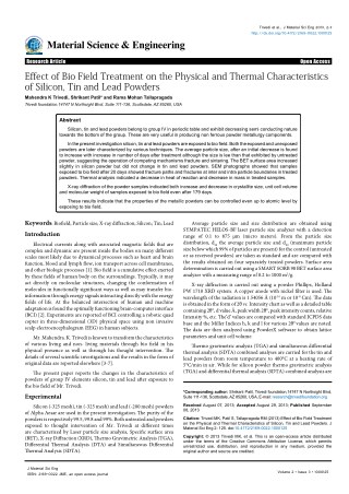 Trivedi Effect - Effect of Bio Field Treatment on the Physical and Thermal Characteristics of Silicon, Tin and Lead Powd