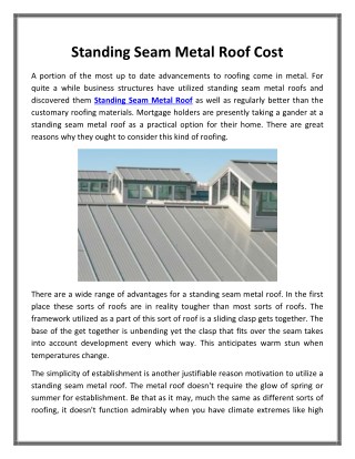 Standing Seam Metal Roof Cost