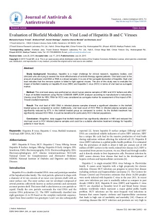 Trivedi Effect - Evaluation of Biofield Modality on Viral Load of Hepatitis B and C Viruses