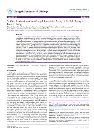 Trivedi Effect - In Vitro Evaluation of Antifungal Sensitivity Assay of Biofield Energy Treated Fungi
