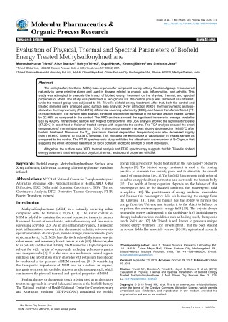 Trivedi Effect - Evaluation of Physical, Thermal and Spectral Parameters of Biofield Energy Treated Methylsulfonylmethan