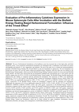 Trivedi Effect - Evaluation of Pro-Inflammatory Cytokines Expression in Mouse Splenocyte Cells After Incubation with the
