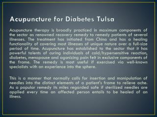 Acupuncture for Diabetes Tulsa