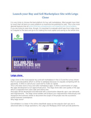 Launch your Buy and Sell Marketplace Site with Letgo Clone