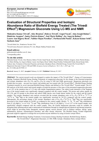 Trivedi Effect - Evaluation of Structural Properties and Isotopic Abundance Ratio of Biofield Energy Treated (The Trived