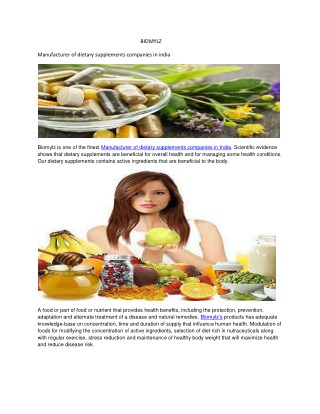 Manufacturer of dietary supplements companies in india