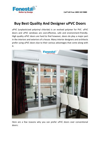 Buy Best Quality And Designer uPVC Doors