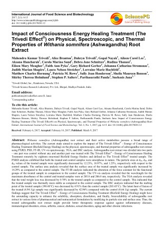 Trivedi Effect - Impact of Consciousness Energy Healing Treatment (The Trivedi Effect®) on Physical, Spectroscopic, and