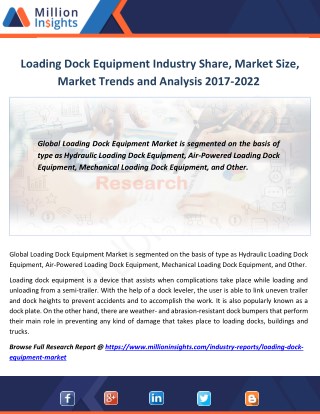 Loading Dock Equipment Industry Share, Market Size, Market Trends and Analysis 2017-2022