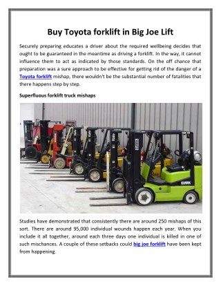 Buy Toyota forklift in Big Joe Lift