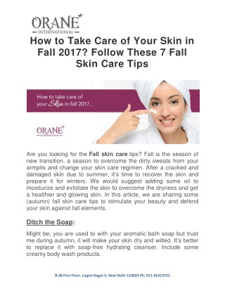 Top 7 Fall Skin Care Tips of 2017 | Orane Beauty Institute