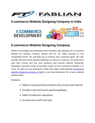 E-commerce Website designing & Developing Company
