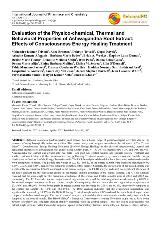 Trivedi Effect - Evaluation of the Physico-chemical, Thermal and Behavioral Properties of Ashwagandha Root Extract: Effe