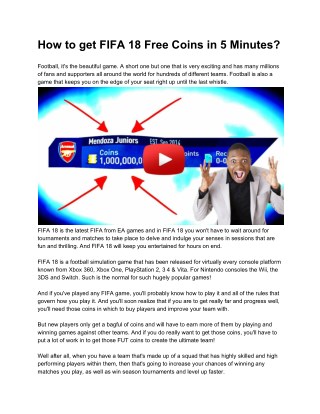 How to get FIFA 18 Free Coins in 5 Minutes