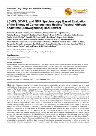 Trivedi Effect - LC-MS, GC-MS, and NMR Spectroscopy Based Evaluation of the Energy of Consciousness Healing Treated With