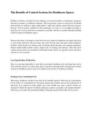 The Benefits of Control Systems for Healthcare Spaces