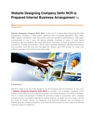 Website Designing Company Delhi NCR is Prepared Internet Business Arrangement