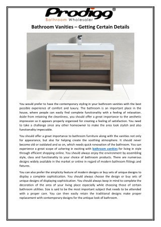 Bathroom Vanities – Getting Certain Details