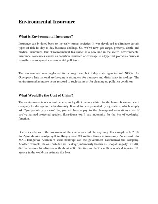 Environmental Insurance