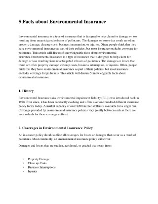 5 Facts about Environmental Insurance