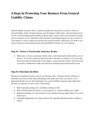 4 Steps In Protecting Your Business From General Liability Claims