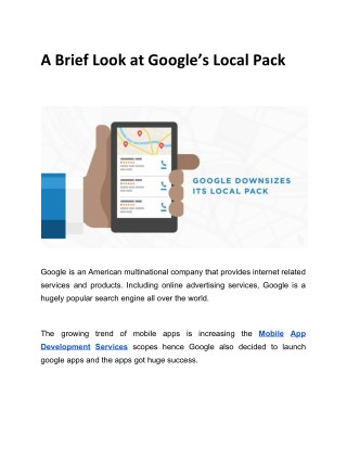 A Brief Look at Google’s Local Pack