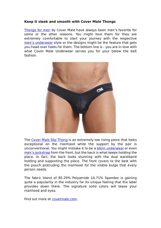 Keep it sleek and smooth with Cover Male Thongs