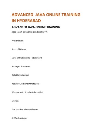 Advanced java online training in hyderabad