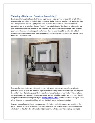 Thinking of Bathroom Pasadena Remodeling?