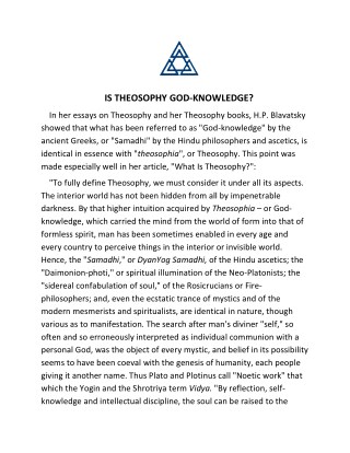 IS THEOSOPHY GOD-KNOWLEDGE?