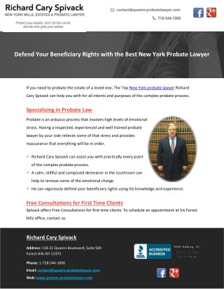 Defend Your Beneficiary Rights with the Best New York Probate Lawyer
