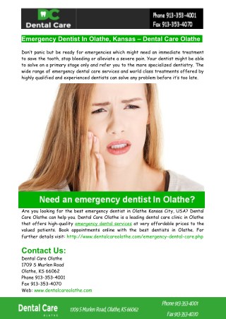 Emergency Dentist In Olathe - Dental Care Olathe
