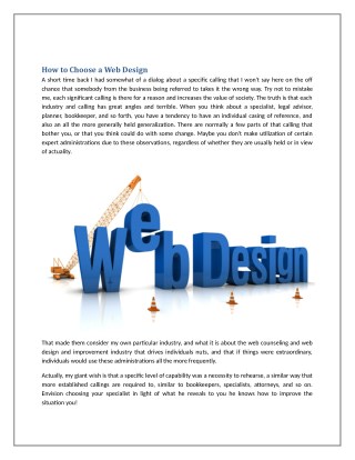How to Choose A Web Design