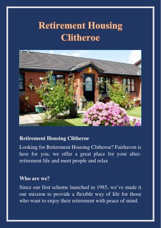 Retirement Housing Clitheroe