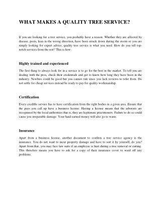 WHAT MAKES A QUALITY TREE SERVICE?