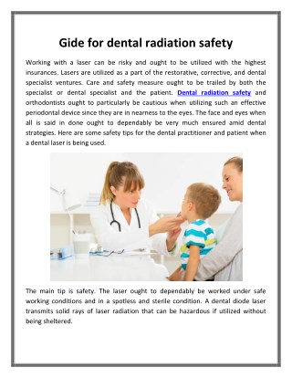 Gide for dental radiation safety