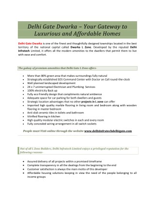 Delhi Gate Dwarka L Zone