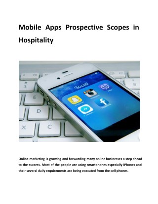 Mobile Apps Prospective Scopes in Hospitality